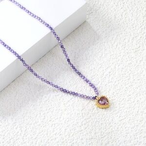 18K Gold Plated Amethyst Heart Beaded Necklace